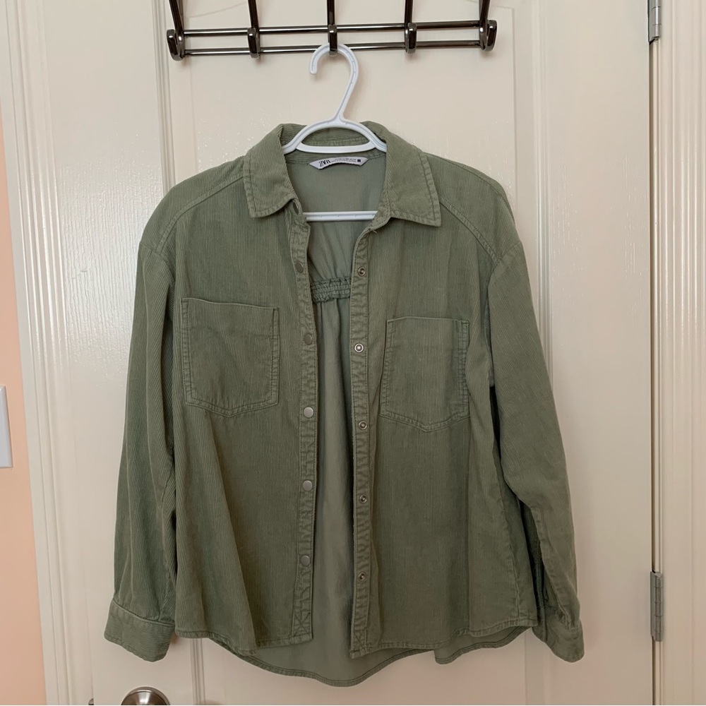 Zara Green Corduroy Overshirt